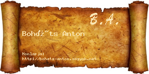 Boháts Anton névjegykártya